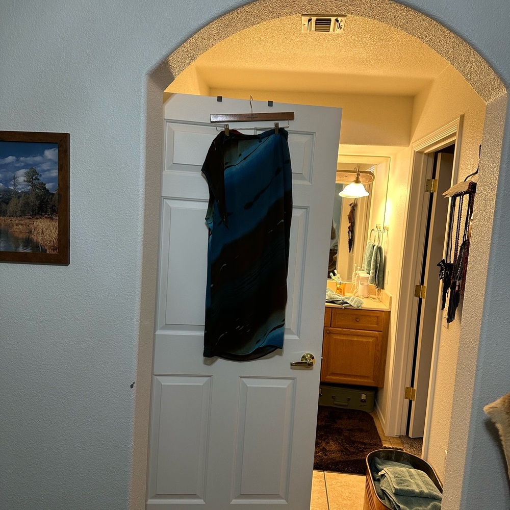 Vintage C’est Duo Brown & Blue Wrap Skirt in a Size Medium - Picture 1 of 8